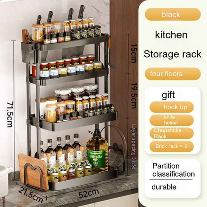 Multi-Layer Kitchen Storage Rack – Punch-Free Seasoning & Utensil Organiser
