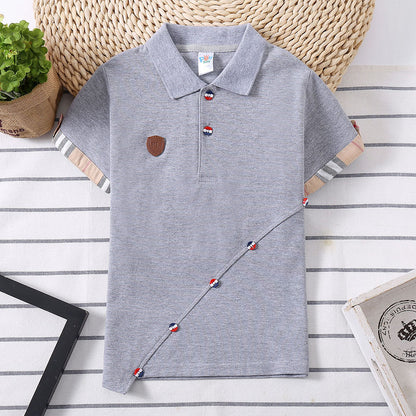 Boys' Solid Colour Cotton Top | Breathable, Casual Everyday Wear