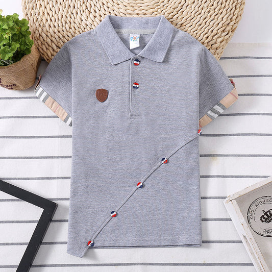 Boys' Solid Colour Cotton Top | Breathable, Casual Everyday Wear