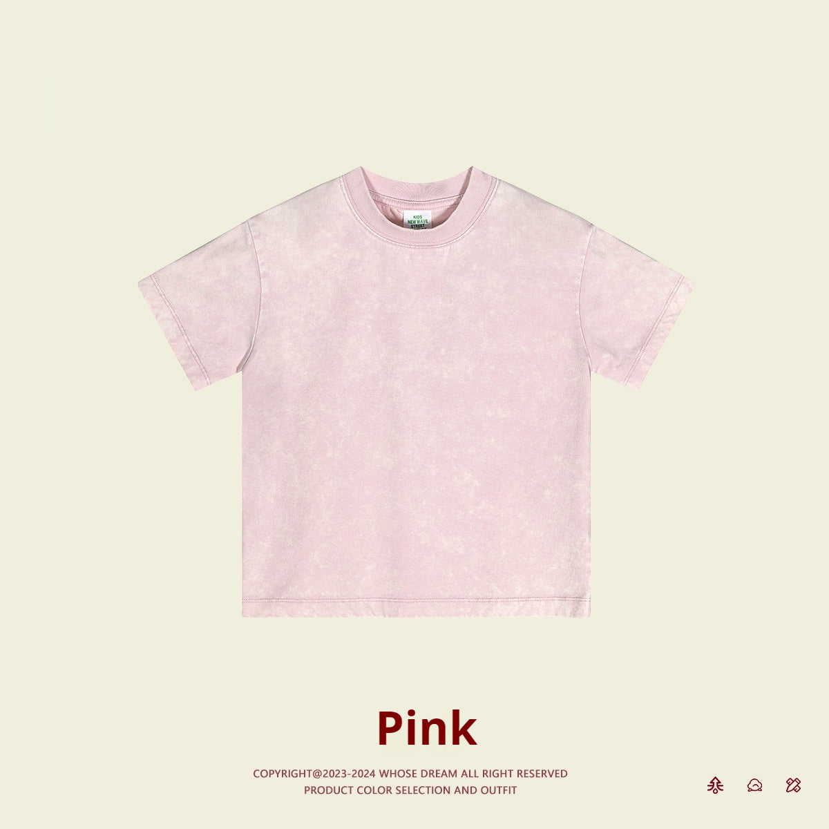 Kids Washed Cotton Solid Colour Short Sleeve T-Shirt – 4 Colours