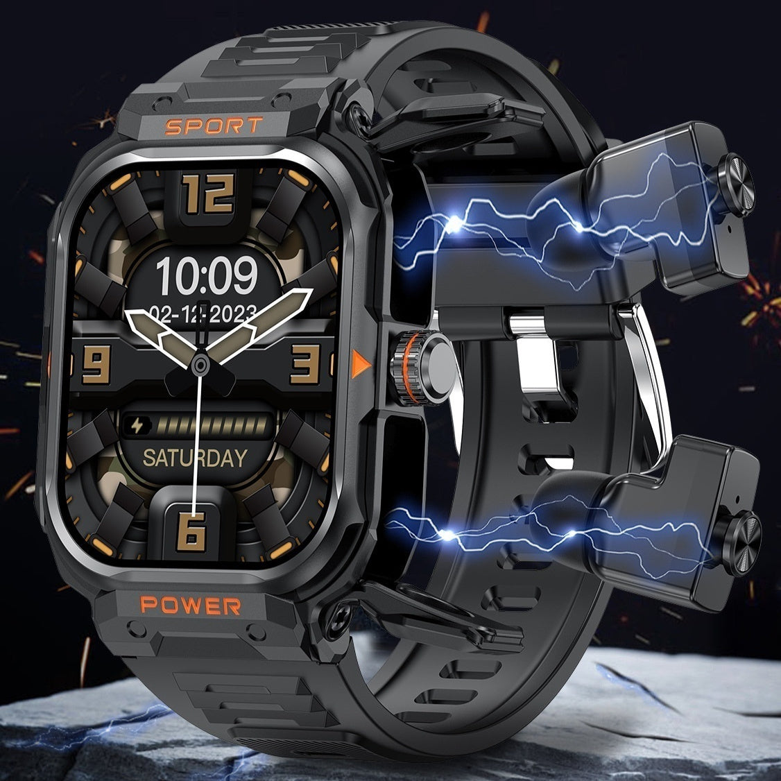 2-in-1 Smartwatch with TWS Earbuds – NFC, Heart Rate & Bluetooth Calling