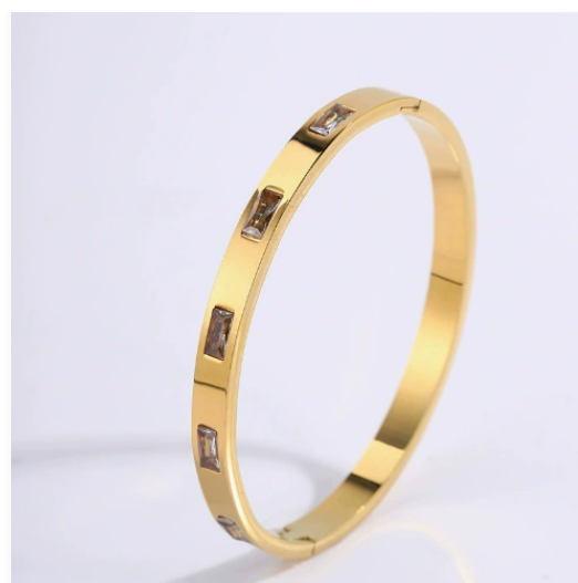 Women's Stainless Steel Bangle | Zircon & Diamond Detail | 9 Styles