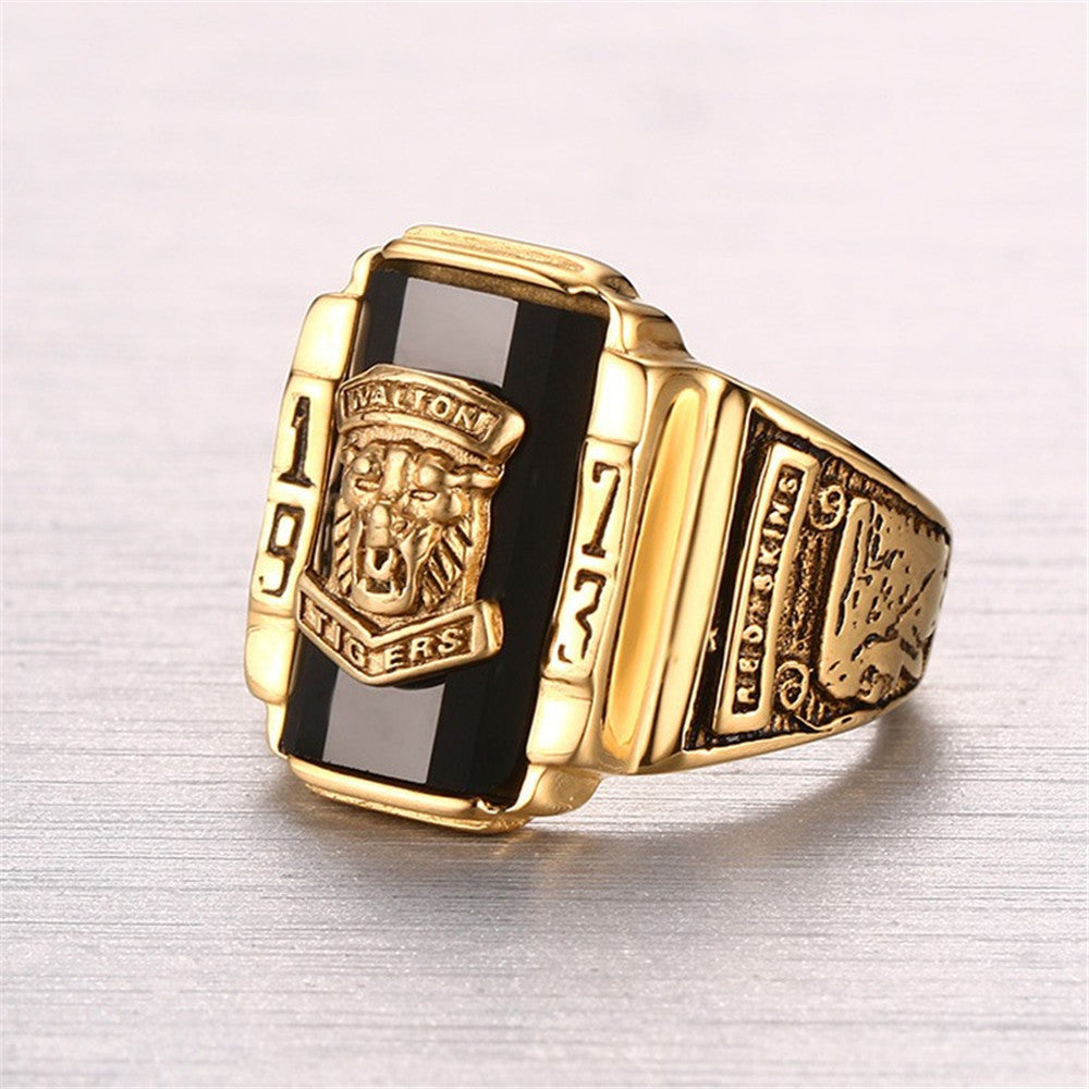 Men's Tiger Head Fashion Ring – Bold Alloy Animal Motif Band