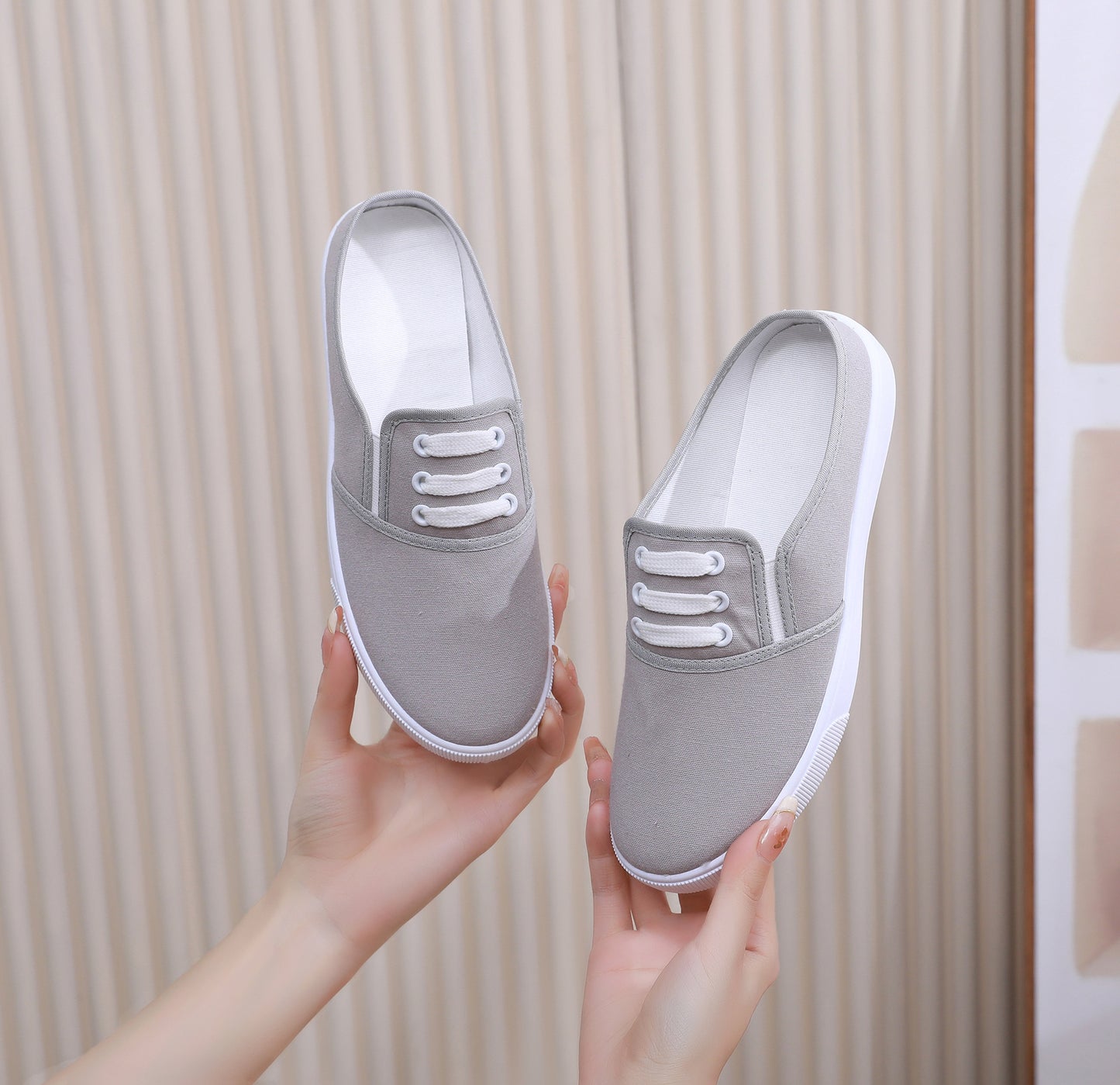Women's Canvas Slip-On Flat Shoes – Full & Half Slipper Styles