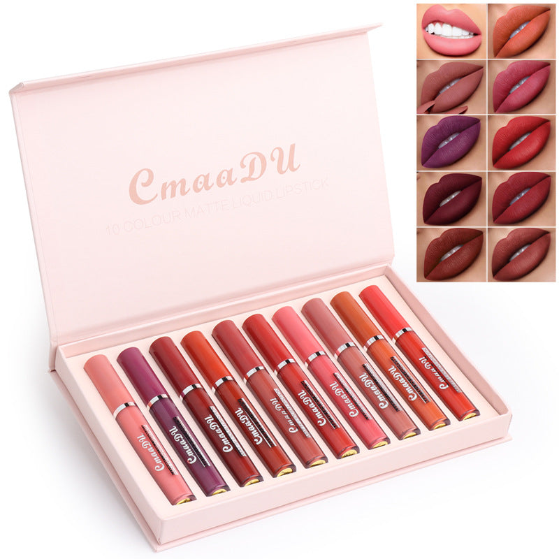 Waterproof Matte Lip Gloss Set 10 Pack | Long-Lasting Assorted Shades