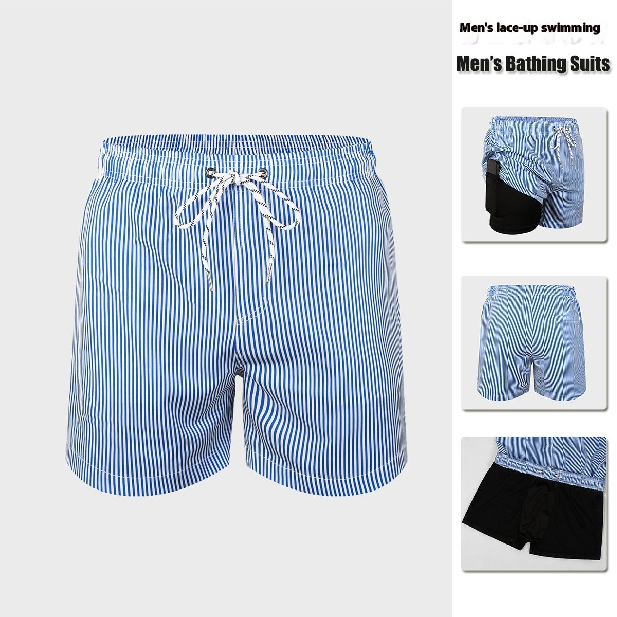 Men's Double-Layer Swimming Trunks | Lined Board Shorts S-XXL