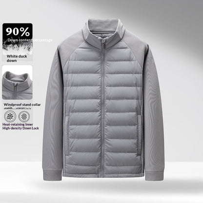 Men's White Duck Down Jacket – Stand Collar Slim Fit | M–4XL