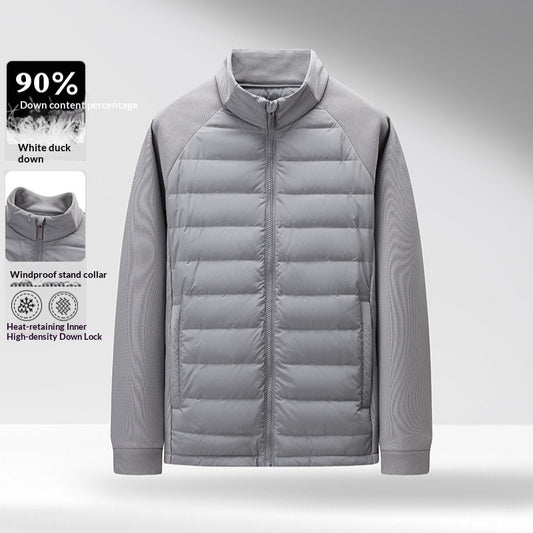 Men's White Duck Down Jacket – Stand Collar Slim Fit | M–4XL