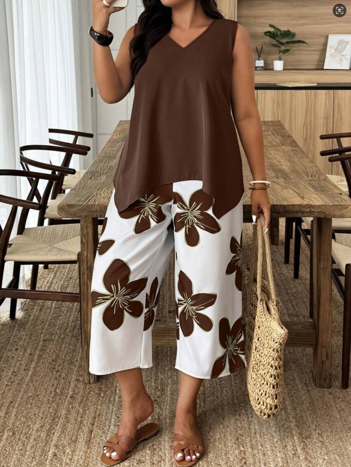 Women's Sleeveless Vest and Cropped Pants Co-ord Set