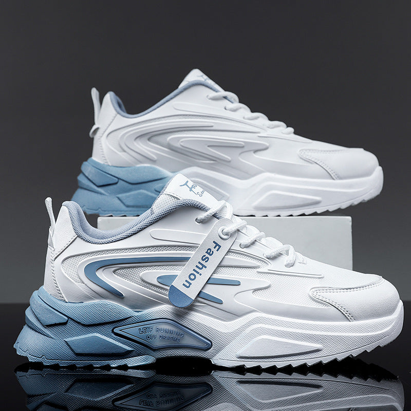 Breathable Mesh Running Trainers - Flat Rubber Sole Lace-Up Sports Shoes