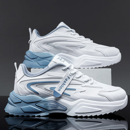 Breathable Mesh Running Trainers - Flat Rubber Sole Lace-Up Sports Shoes