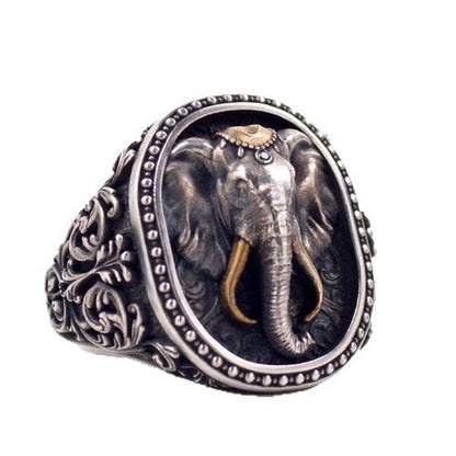 Unisex Copper Ganesh Elephant Ring – Retro Adjustable Spiritual Band