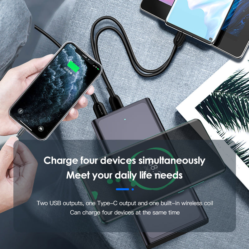 10,000mAh Power Bank with Built-In Plug – Fast Charge Alloy Shell Black & Blue