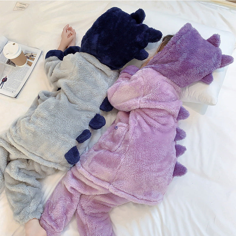 Children's Dinosaur Thickened Coral Fleece Pyjama Set