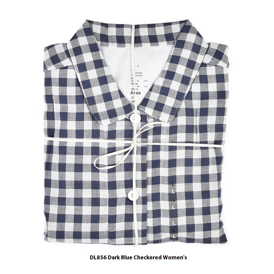 Double-Layer Cotton Pyjama Set | Plaid Loungewear for Men & Women
