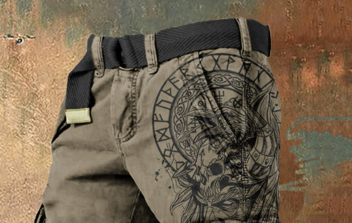 Men's 3D Print Zip-Fly Cargo Shorts