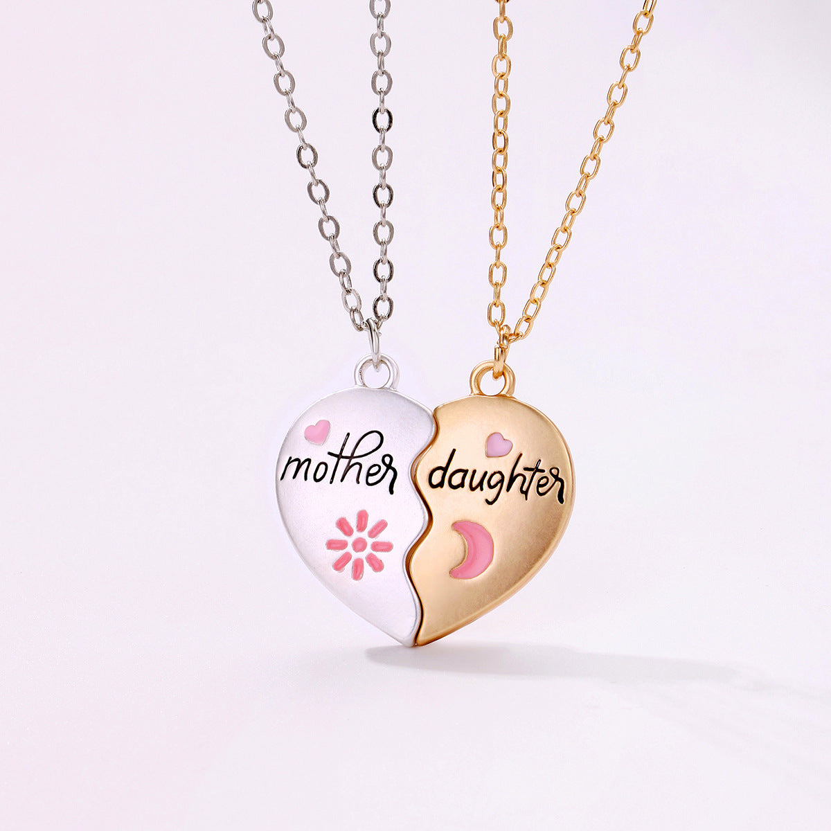 Mother Daughter Heart Necklace Set | 18K Gold Plated