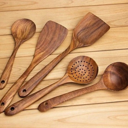Natural Wood Kitchen Utensil Set