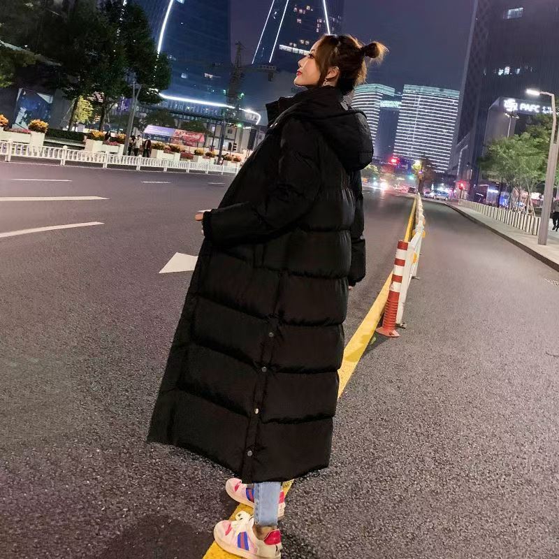 Women's Longline Hooded Padded Coat - Bishop Sleeves