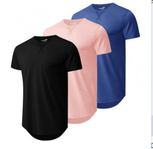 Men's Printed Mesh Cotton Blend T-Shirt - Loose Fit Crew Neck 14 Colours S-3XL
