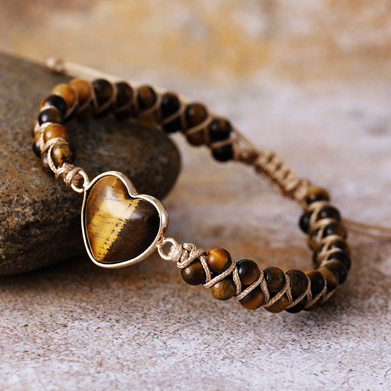 Natural Stone Teardrop Wrap Bracelet | Hand-Woven Adjustable Lapis Lazuli Bracelet