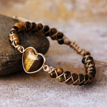 Natural Stone Teardrop Wrap Bracelet | Hand-Woven Adjustable Lapis Lazuli Bracelet