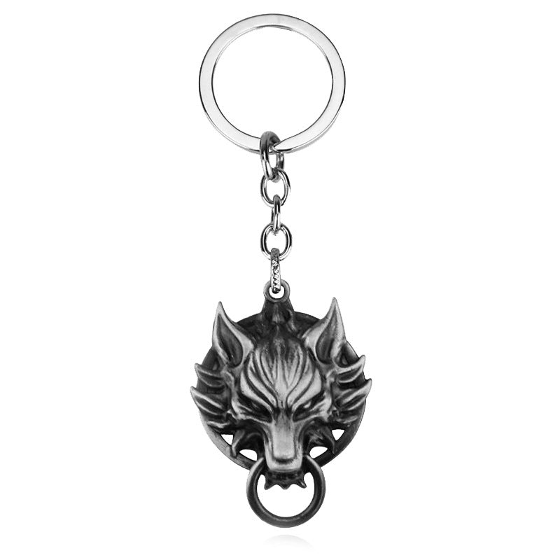Wolf Head Alloy Keychain | Zinc Animal Charm Pendant | Bronze & Antique Silver
