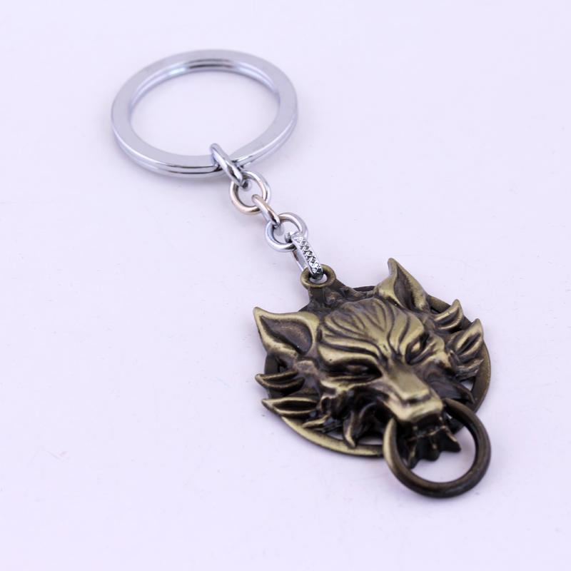 Wolf Head Alloy Keychain | Zinc Animal Charm Pendant | Bronze & Antique Silver