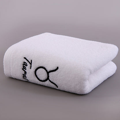 Zodiac Constellation Embroidered Cotton Towel | All 12 Star Signs | 2 Sizes