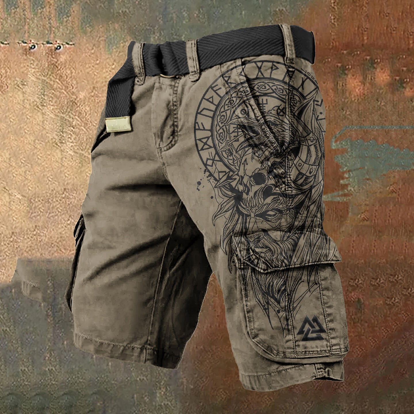 Men's 3D Print Zip-Fly Cargo Shorts