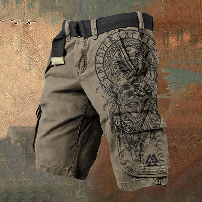 Men's 3D Print Zip-Fly Cargo Shorts