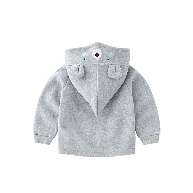 Children's Thickened Cotton Zip-Up Hooded Jacket | Cartoon Kids Coat