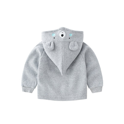 Children's Thickened Cotton Zip-Up Hooded Jacket | Cartoon Kids Coat