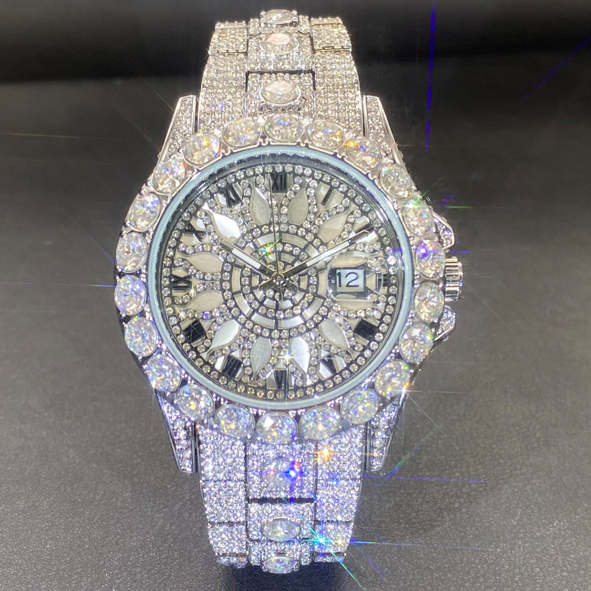 Full Diamond-Encrusted Men's Fashion Watch | Iced Out Statement Watch