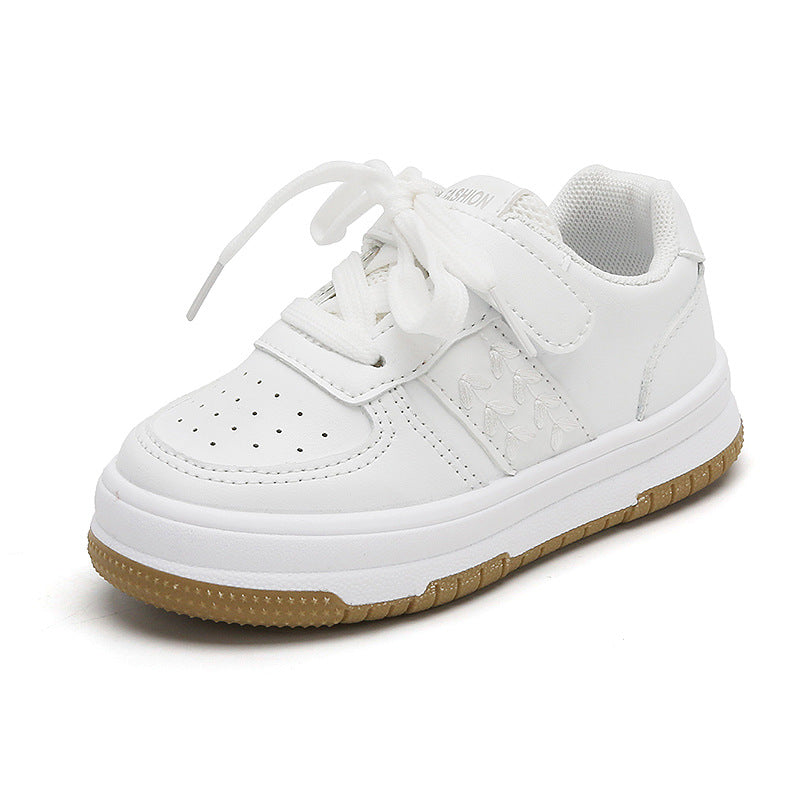 Children's White PU Velcro Trainers | Unisex Kids Shoes EU 21-38