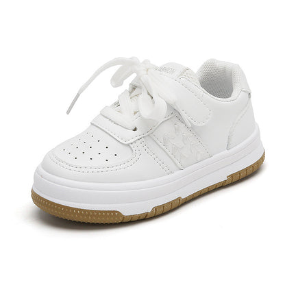 Children's White PU Velcro Trainers | Unisex Kids Shoes EU 21-38