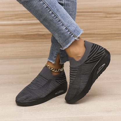Women's Mesh Wedge Heel Trainers | Breathable Colour Block Shoes