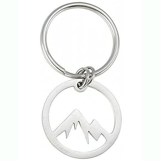 Hollow Snow Mountain Valley Stainless Steel Keyring