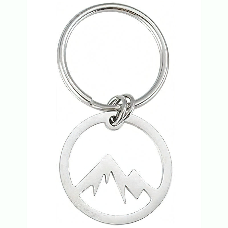 Hollow Snow Mountain Valley Stainless Steel Keyring