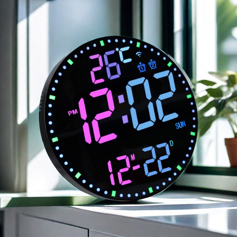 Smart WiFi LED Wall Clock with RGB Lighting & Alarm