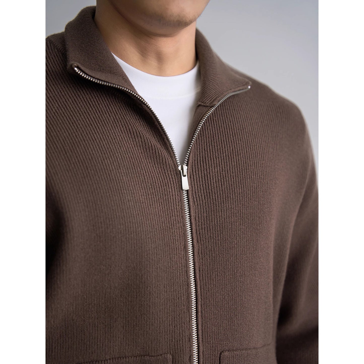 Men's Zip-Up Mercerized Cotton Cardigan Coat – Relaxed Fit | M–3XL