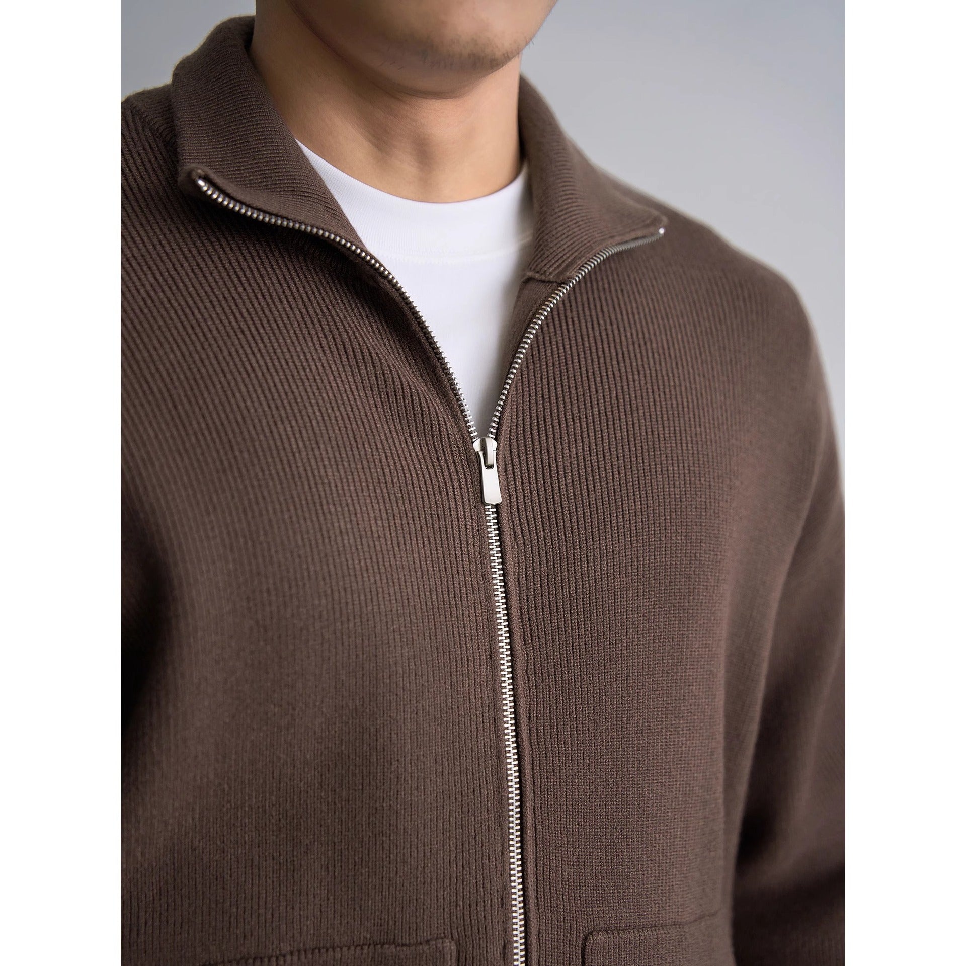 Men's Zip-Up Mercerized Cotton Cardigan Coat – Relaxed Fit | M–3XL