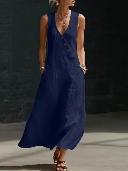 Women's Casual Polyester Dress | Dark Blue & Black