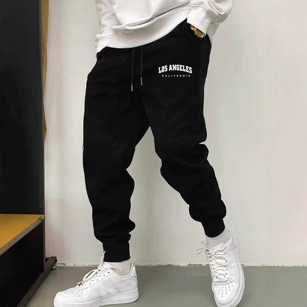 Men's Casual Fleece Sweatpants – Letter Print Sport Joggers