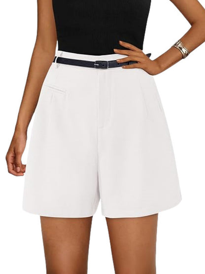 Women's Elastic High Waist Wide Leg Casual Shorts