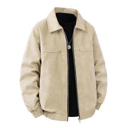 Men's Slim Fit Lapel Jacket | Casual Polyester Coat with Patch Pockets – M to 3XL