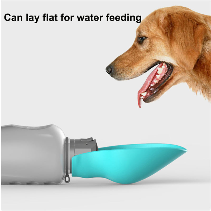 Portable Dog Water Bottle — 800ml Leak-Proof Travel Drinking Bottle with Fold-Out Trough