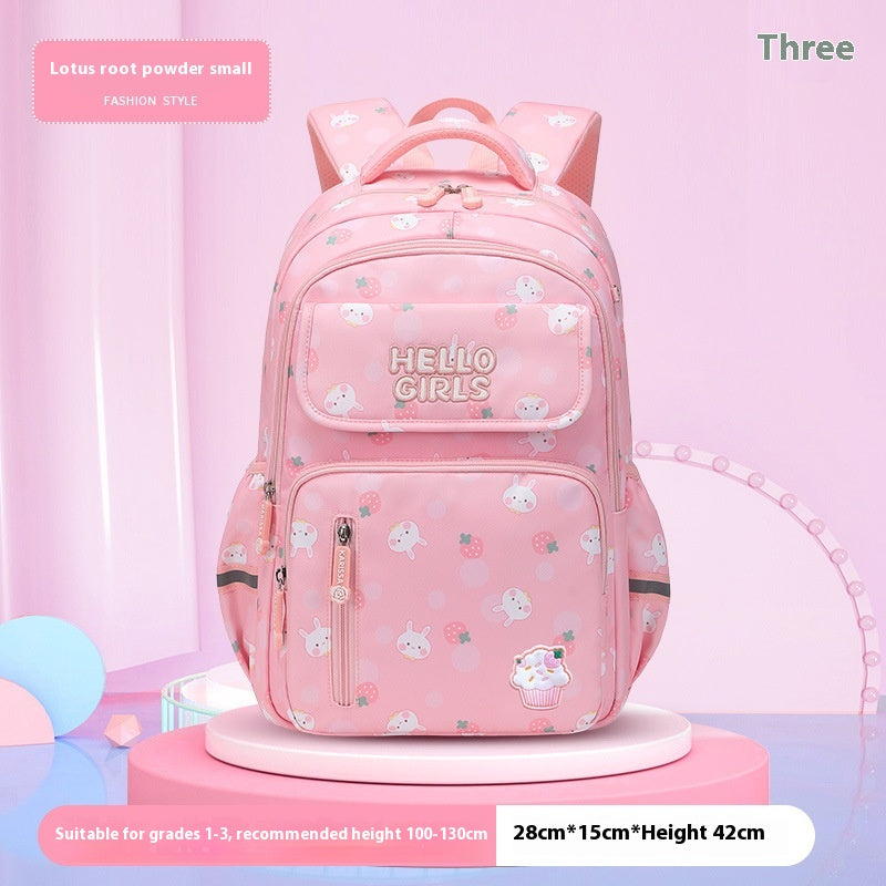 Kids' Rabbit Cartoon School Backpack – Spine Protection & Waterproof, Ages 6–12