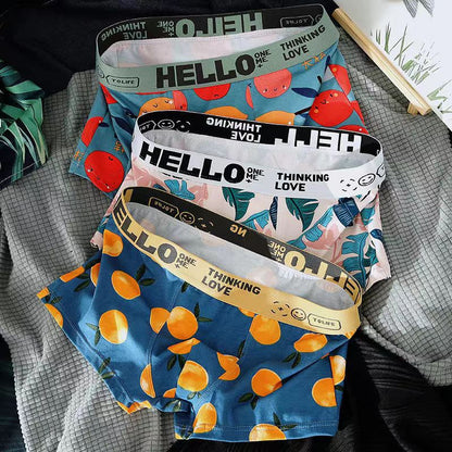 Men's Cotton Boxer Briefs Fruit Print Multi-Pack – 2, 3 or 4 Pairs