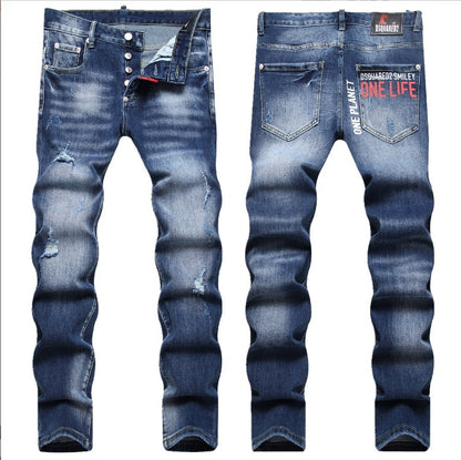 Men's Slim-Fit Denim Jeans – Classic Blue, Waist Sizes 28–42